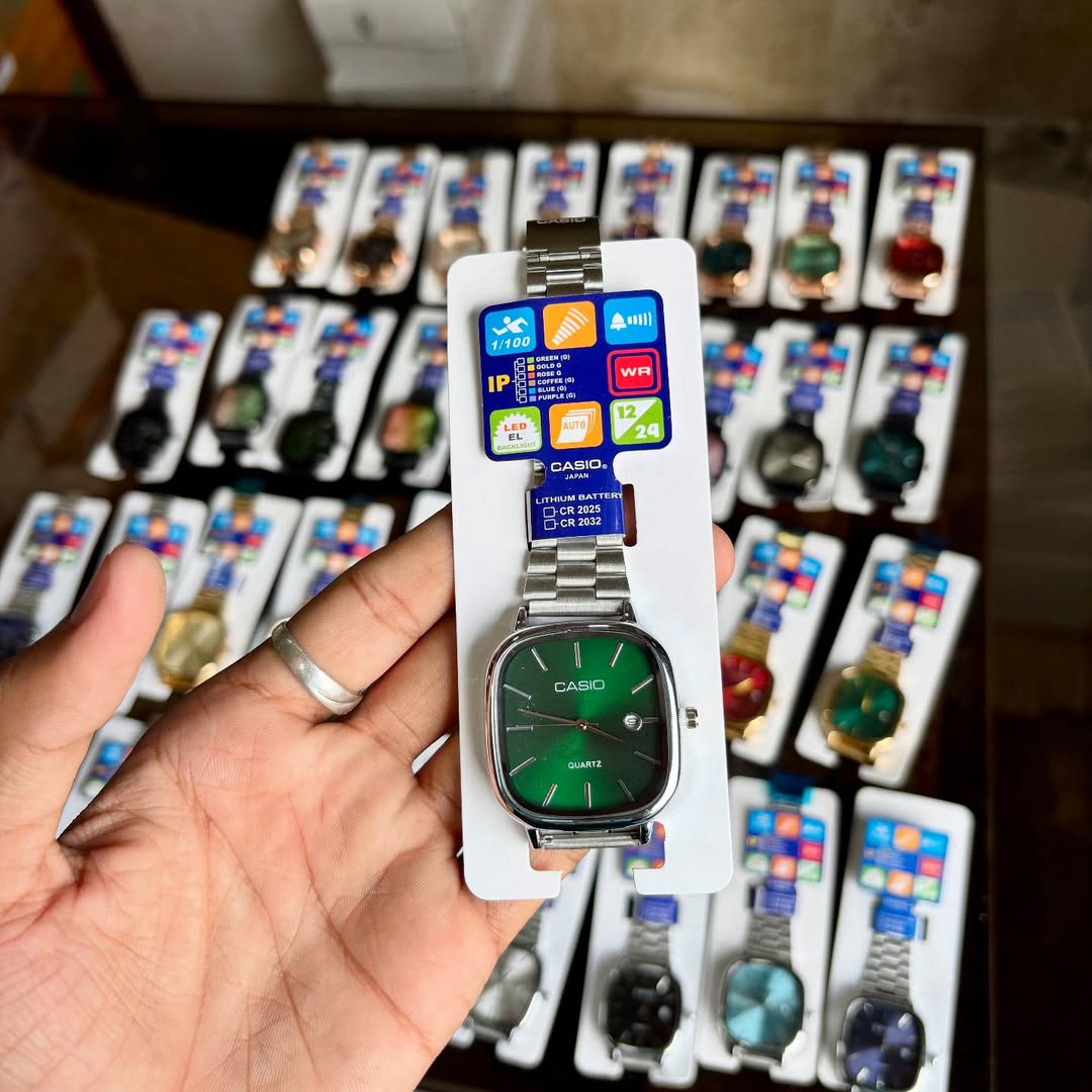 CASIO ANALOG SILVER-GREEN