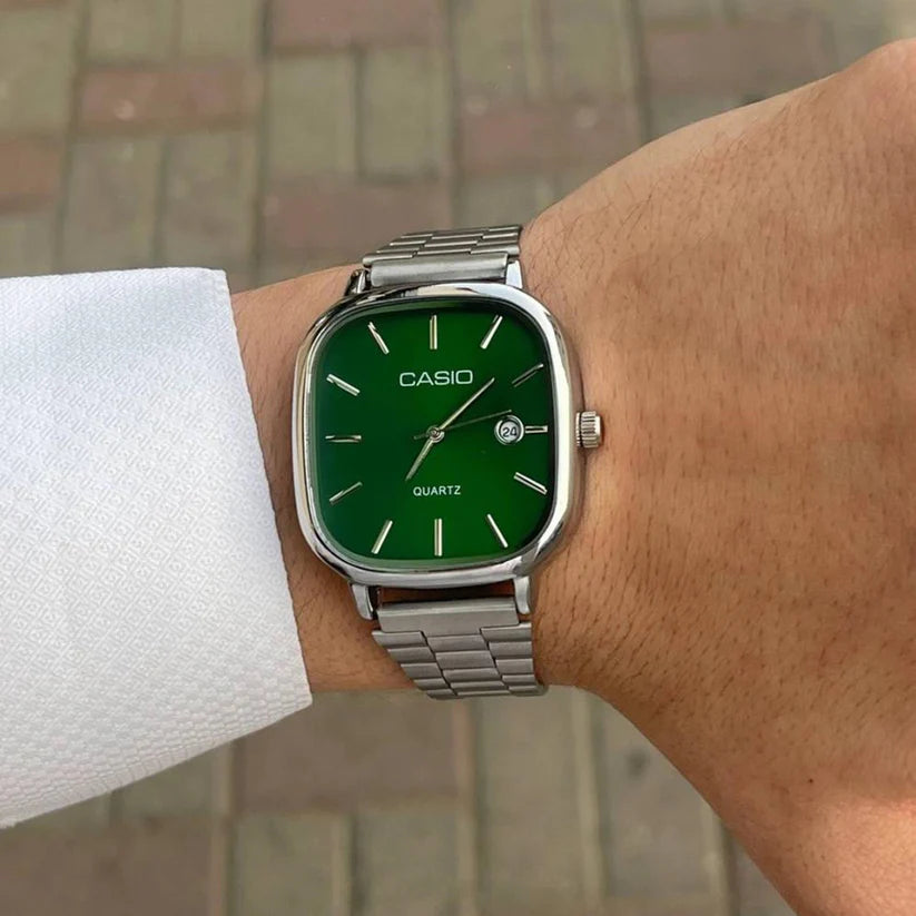 CASIO ANALOG SILVER-GREEN