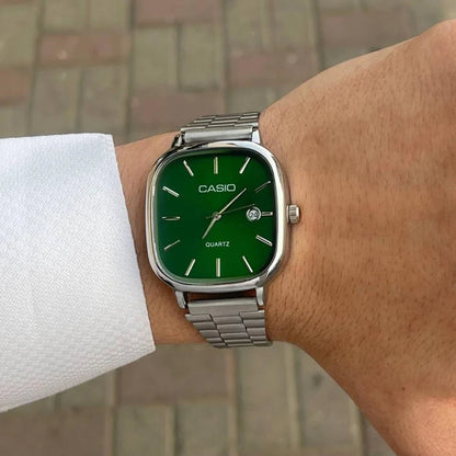 CASIO ANALOG SILVER-GREEN